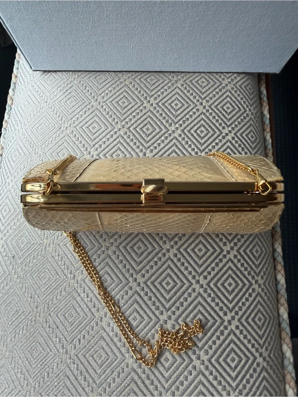 Elegant Yellow Snakeskin Frame Clutch Purse Made In England